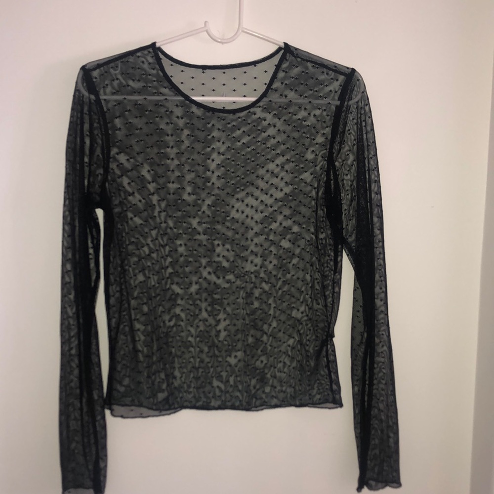 Black sheer polkadot longsleeve